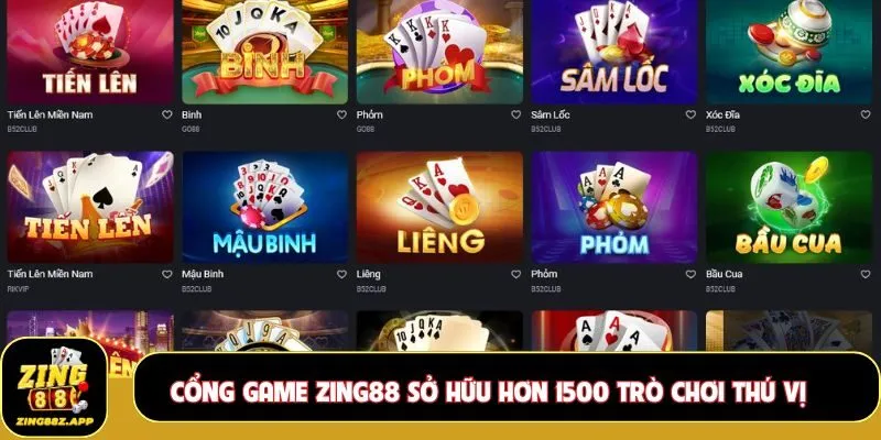 Cổng game Zing88 sở hữu hơn 1500 trò chơi thú vị
